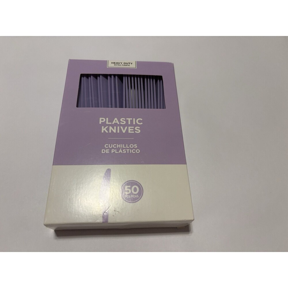 50 Violet Amscan Premium Heavy Duty Reusable Dishwasher Safe Plastic Knives